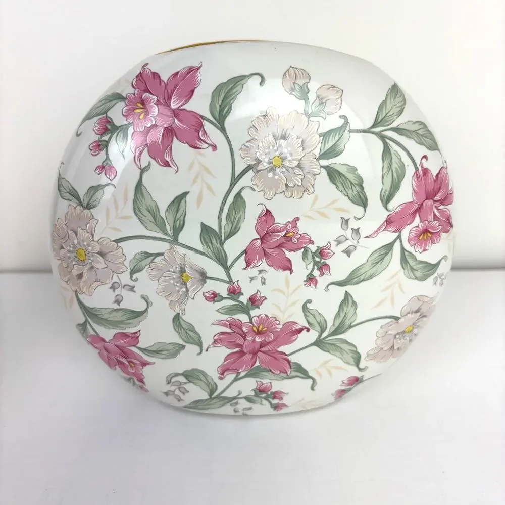 Prima Otagiri Japan Floral Vase White Pink Green 6.5
